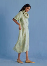 Imara Cowl Neck Linen Dress - Mint